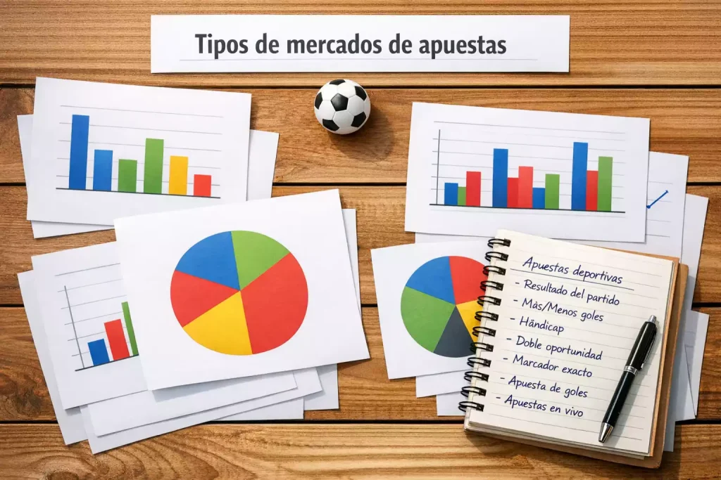 Documento con diferentes tipos de mercados de apuestas de fútbol
